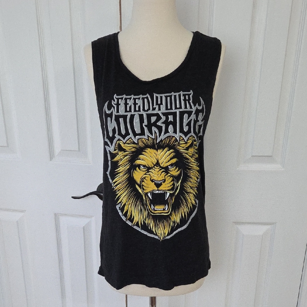 JEKYLL HYDE BLACK FEED YOUR COURAGE LION MUSCLE TANK TOP MEDIUM
